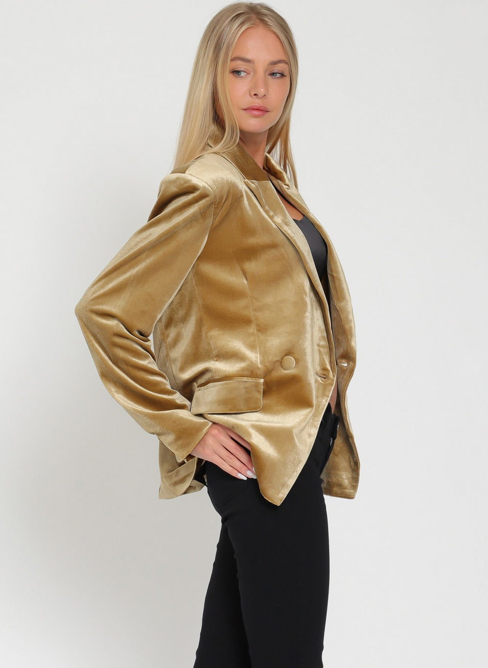 Gold velvet blazer on sale womens