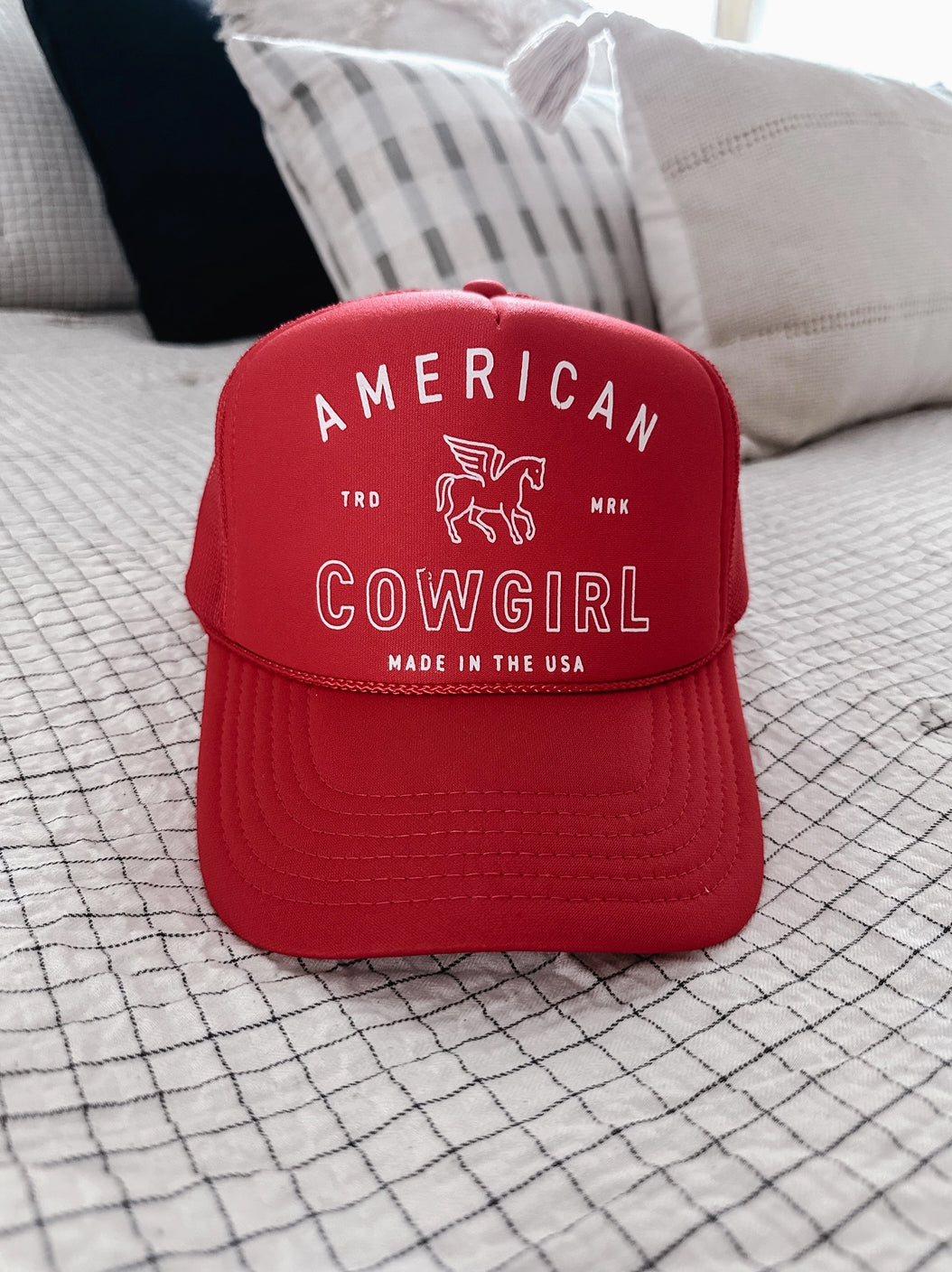 Red AMERICAN COWGIRL Trucker Hat