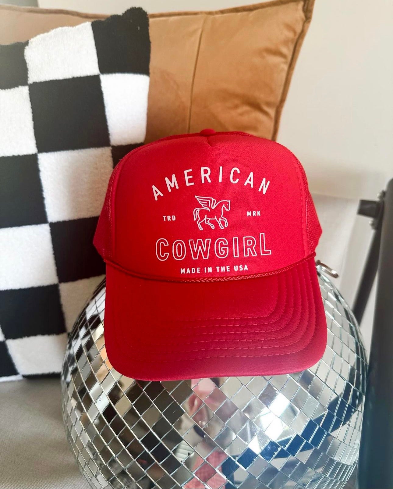 Red AMERICAN COWGIRL Trucker Hat