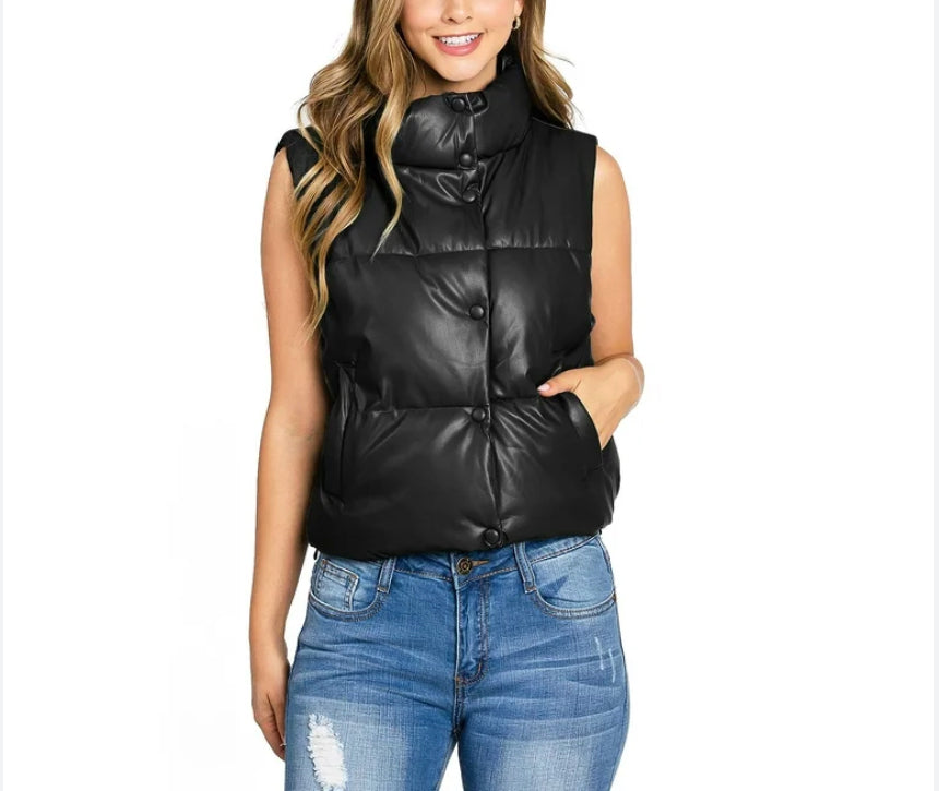 Vegan Leather Puffer, Two Colors