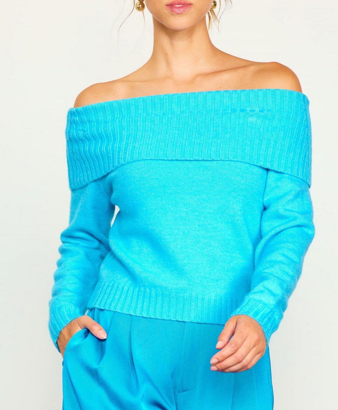 Electric Blue Off Shoulder Sweater