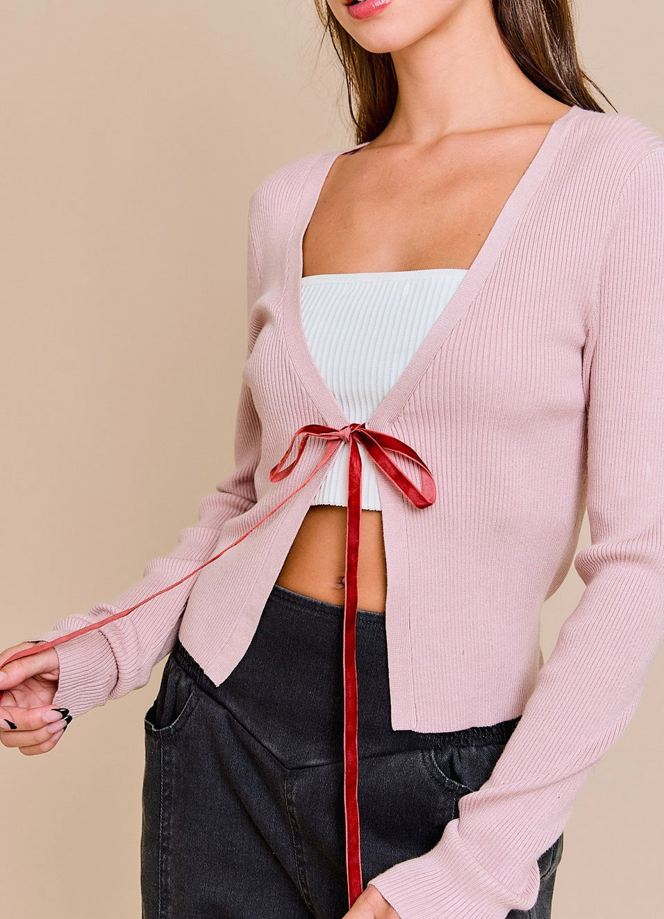 Blush Tie Front Cardigan