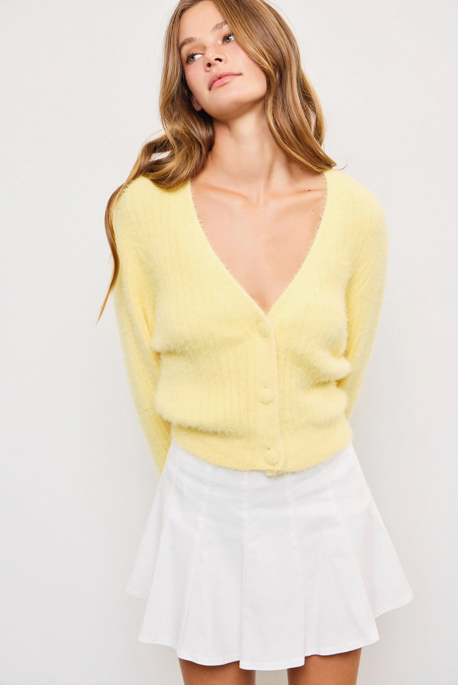 Butter Yellow Fuzzy Cardigan