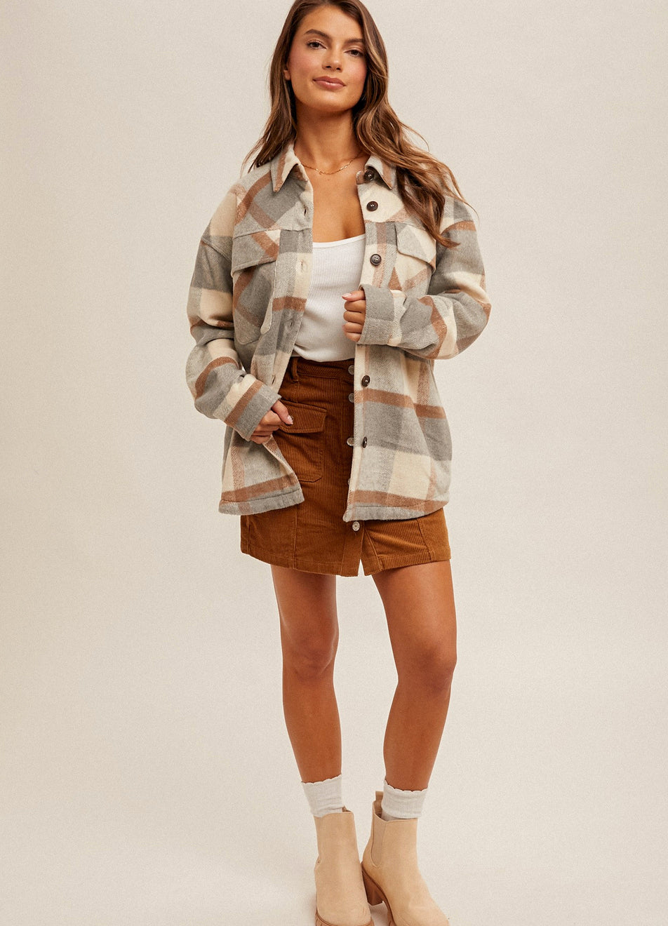 Shades of Neutrals Plaid Shacket