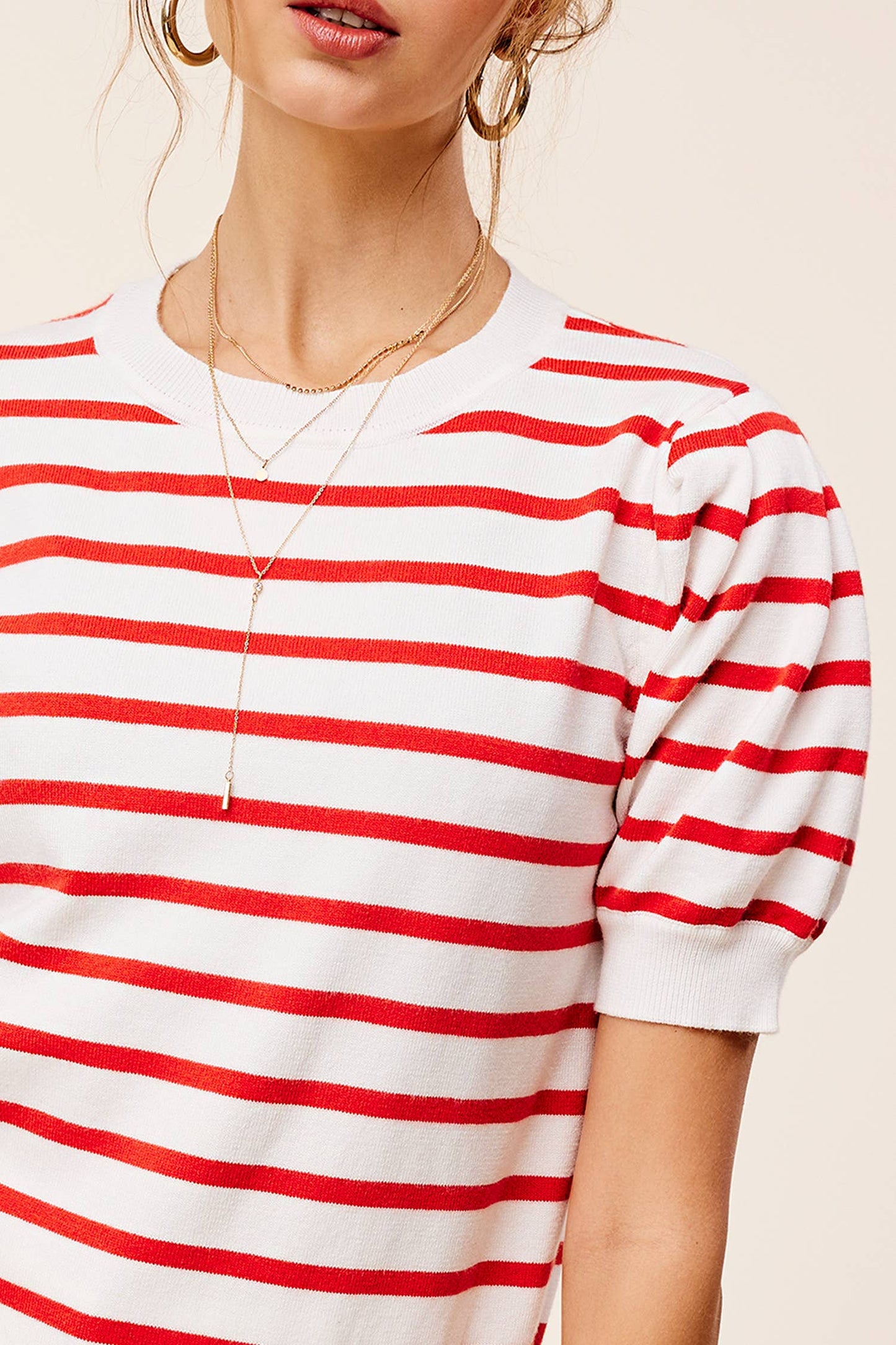 Red Stripe Lightweight Knit Top