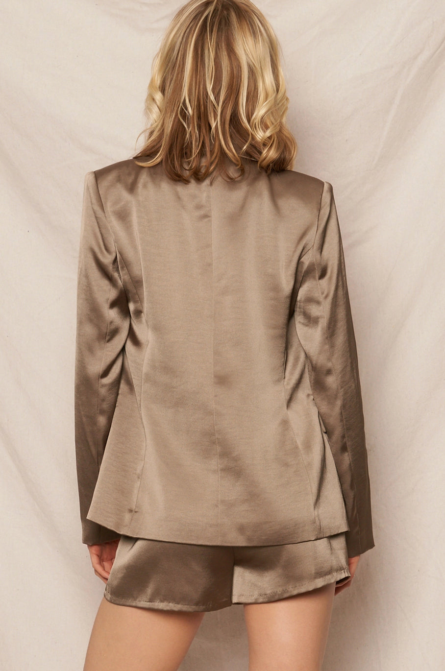 Nordic Moss Satin Boyfriend Blazer