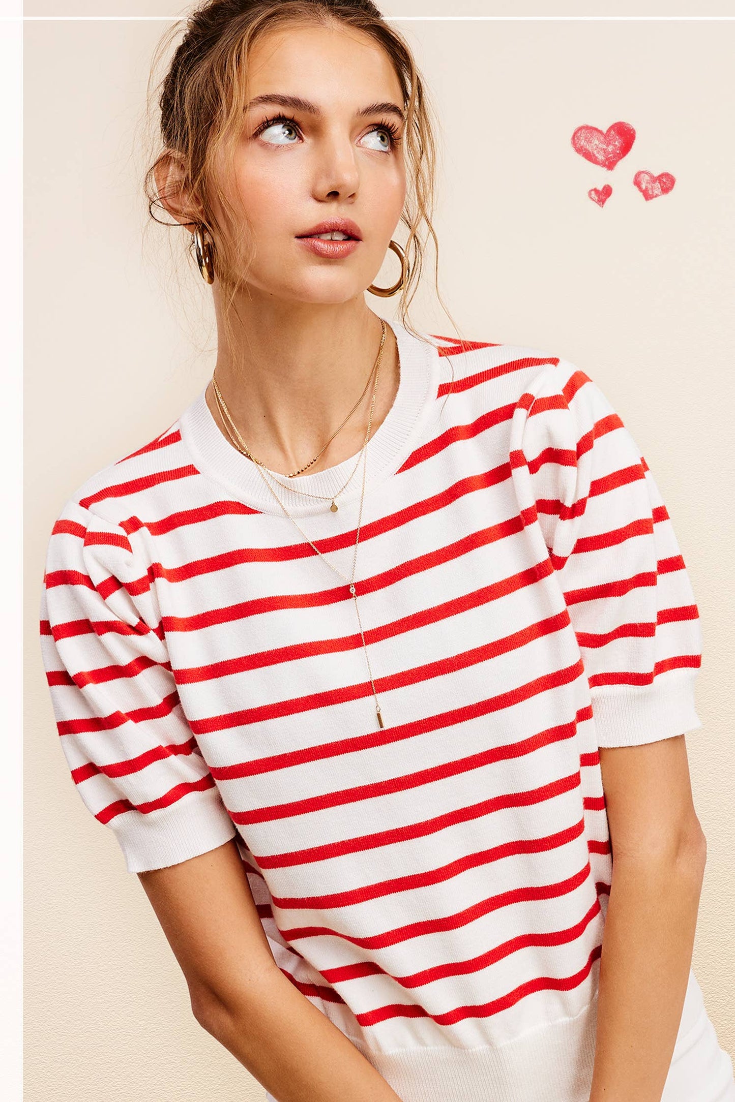 Red Stripe Lightweight Knit Top