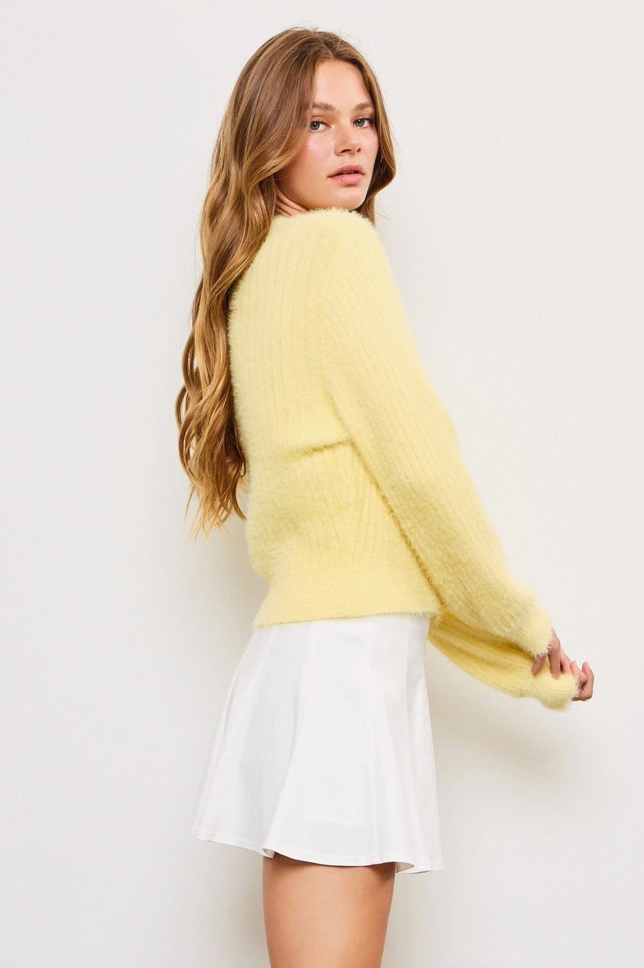 Butter Yellow Fuzzy Cardigan