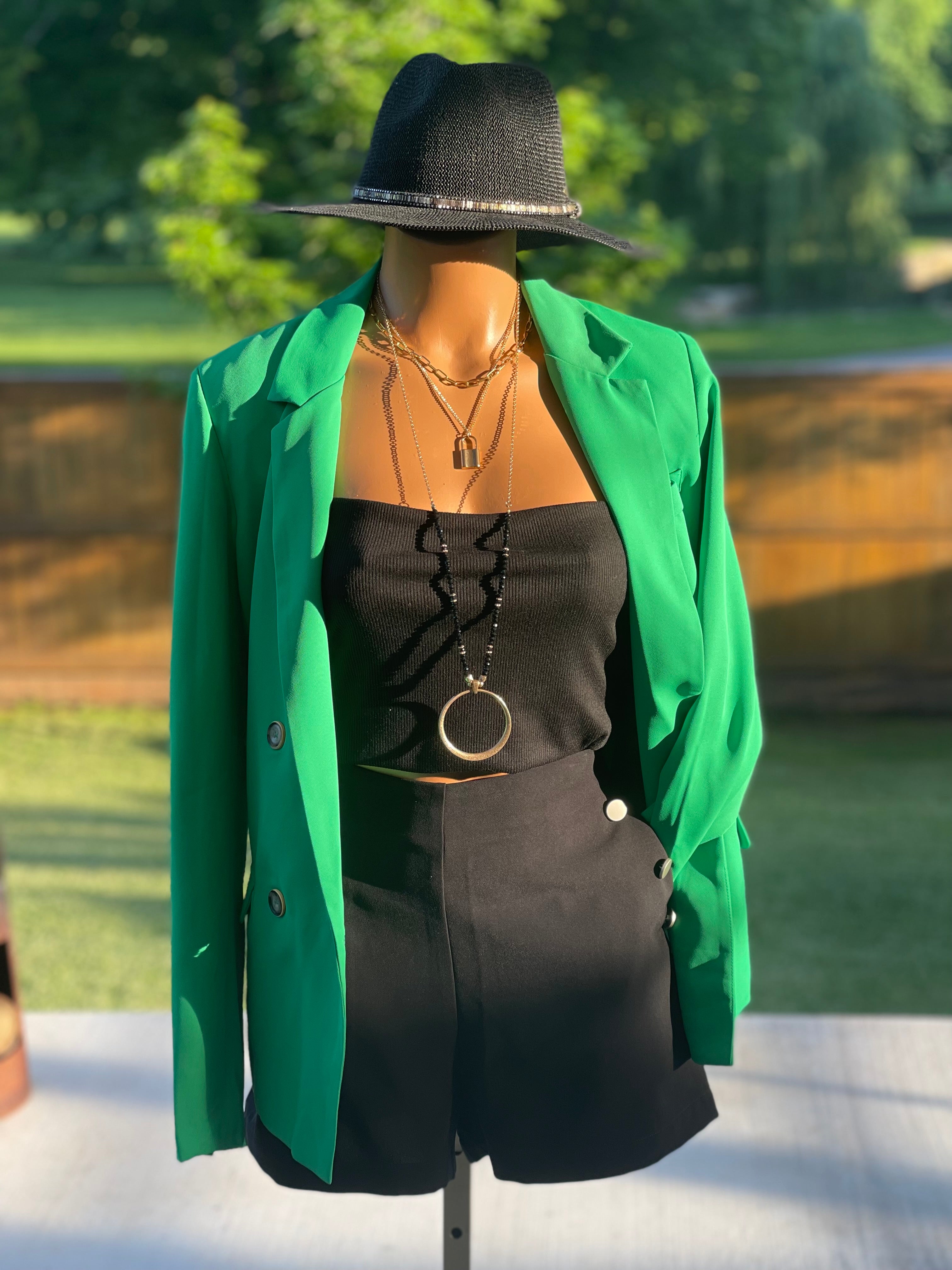 Green boyfriend blazer hotsell