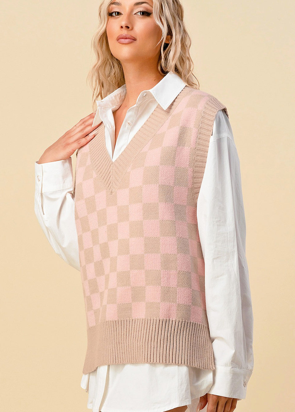 Jade Creek Boutique Checkered Sweater Vest