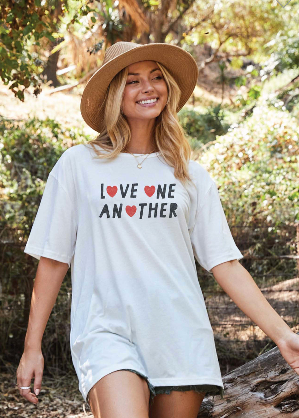 LOVE ONE ANOTHER Oversized Tee - Jade Creek Boutique