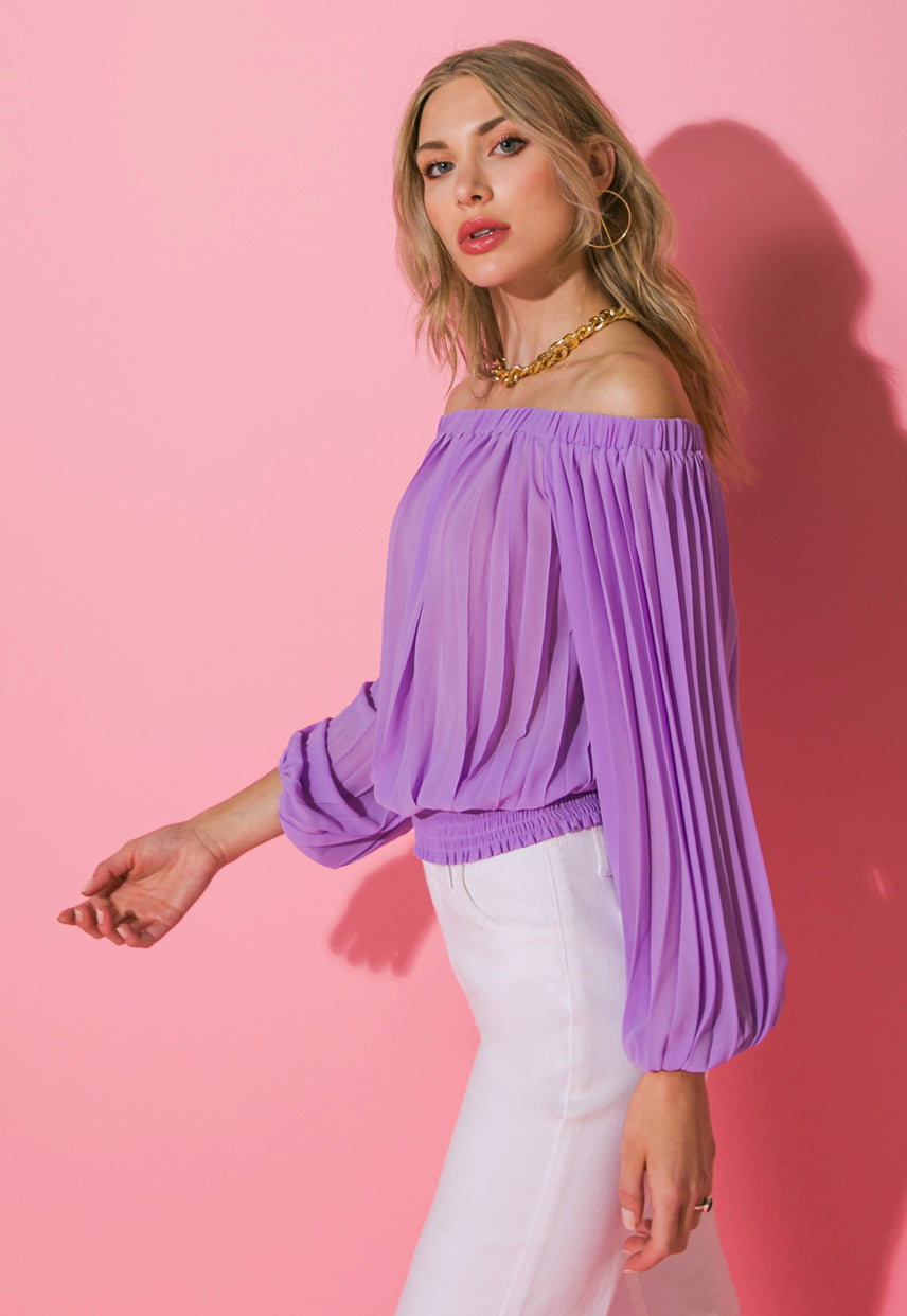 Pleated off the shoulder top new arrivals